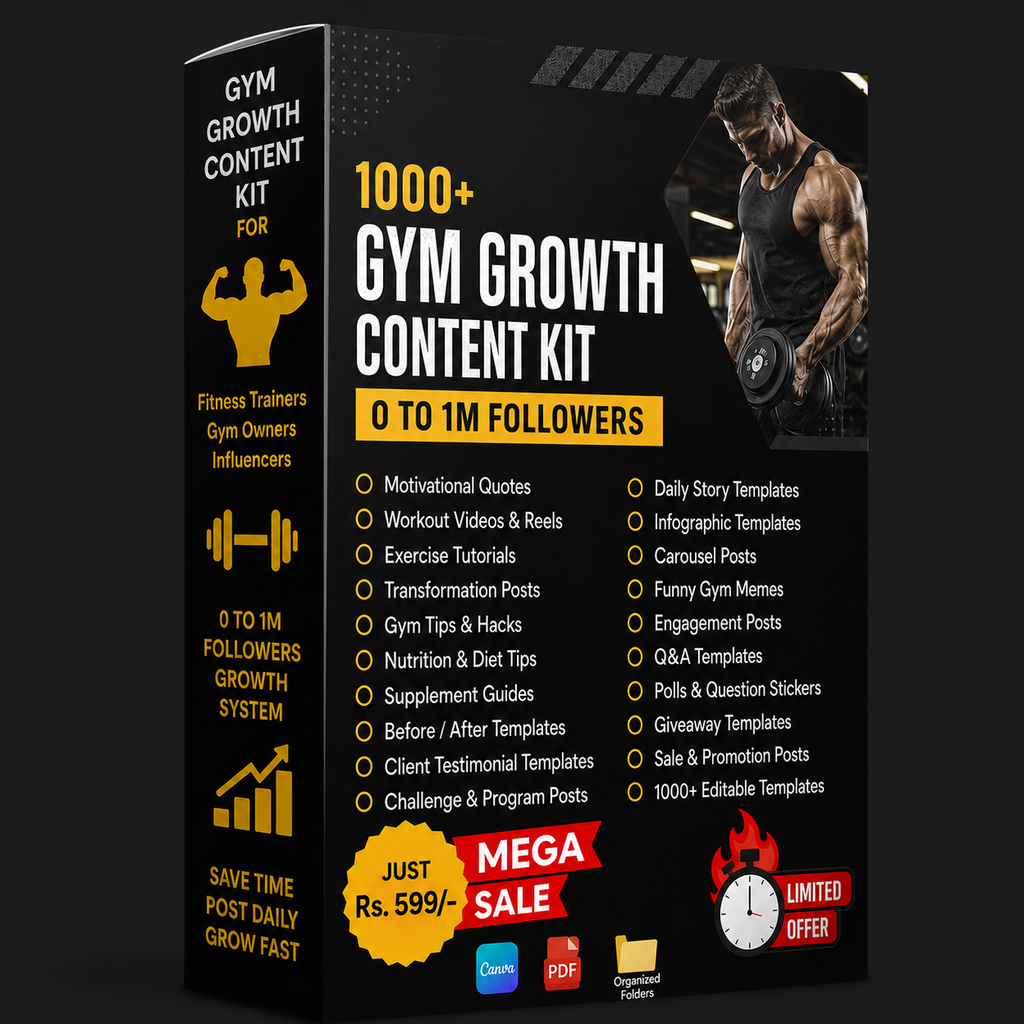 Gym Growth Content Kit - 1000 Posts (0 to 1M+ Followers)