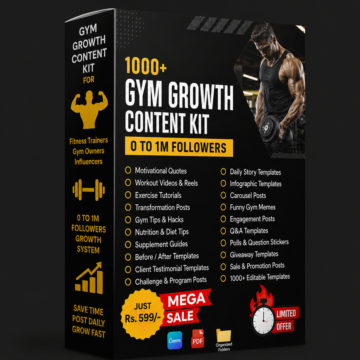 Gym Growth Content Kit - 1000 Posts (0 to 1M+ Followers)